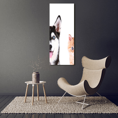 Foto obraz na scianę akrylowy pionowy Pies i kot