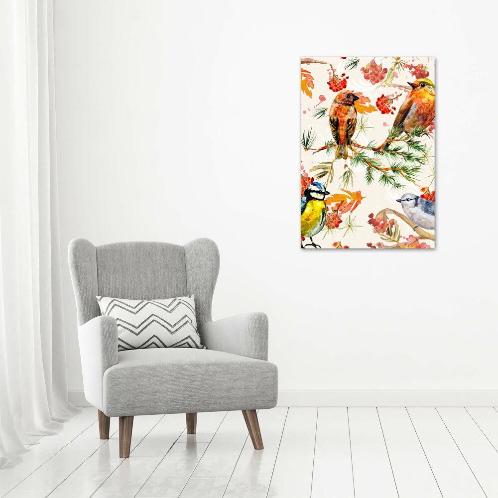 Obraz zdjęcie na ścianę akryl pionowy Ptaki i kwiaty