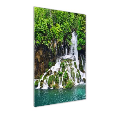 Foto obraz szkło akryl pionowy Wodospad w lesie