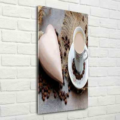 Obraz zdjęcie szkło akryl pionowy Kawa i serce