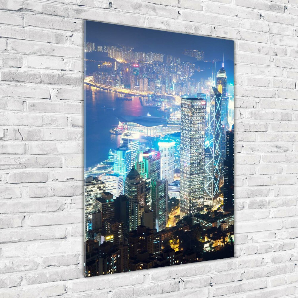 Foto obraz akryl pionowy Hong kong nocą