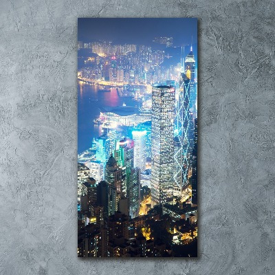 Foto obraz akryl pionowy Hong kong nocą