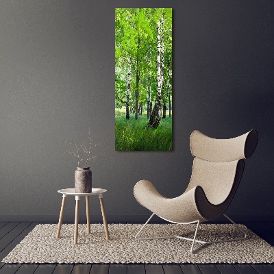 Foto obraz szkło akryl pionowy Las brzozowy