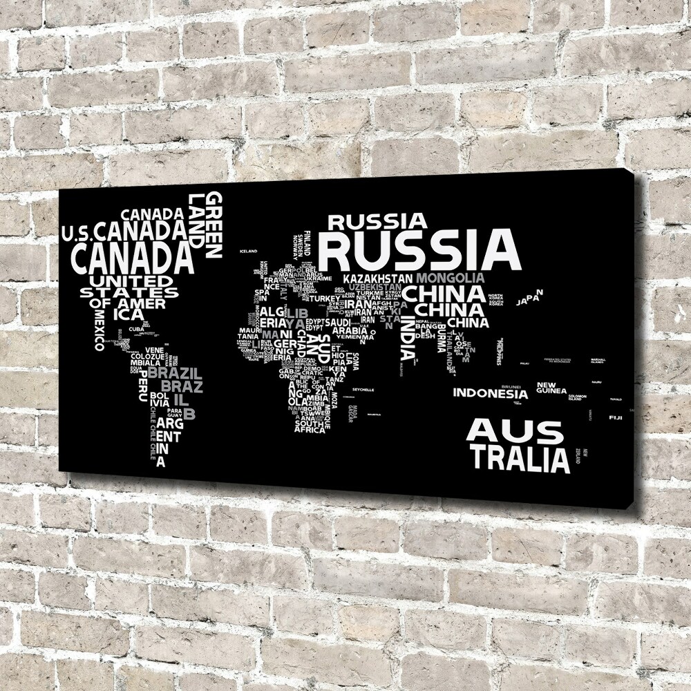 Foto obraz na płótnie Mapa świata napisy