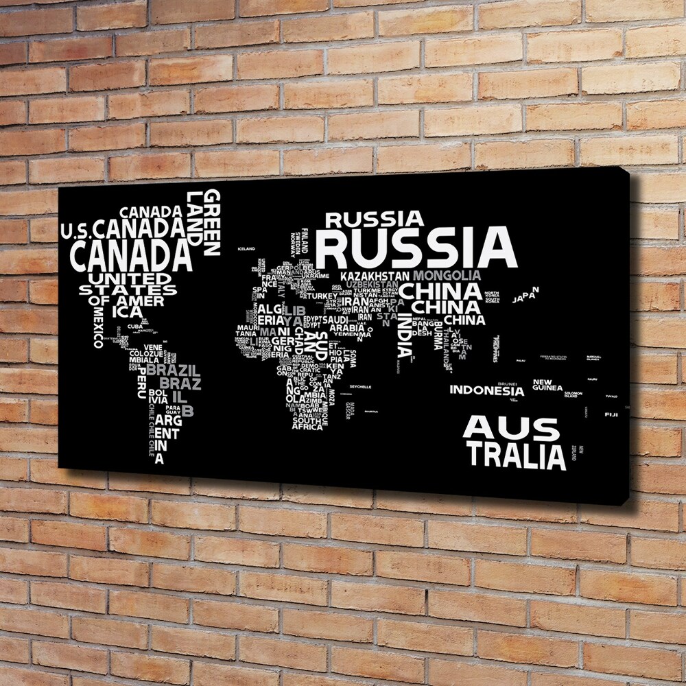 Foto obraz na płótnie Mapa świata napisy