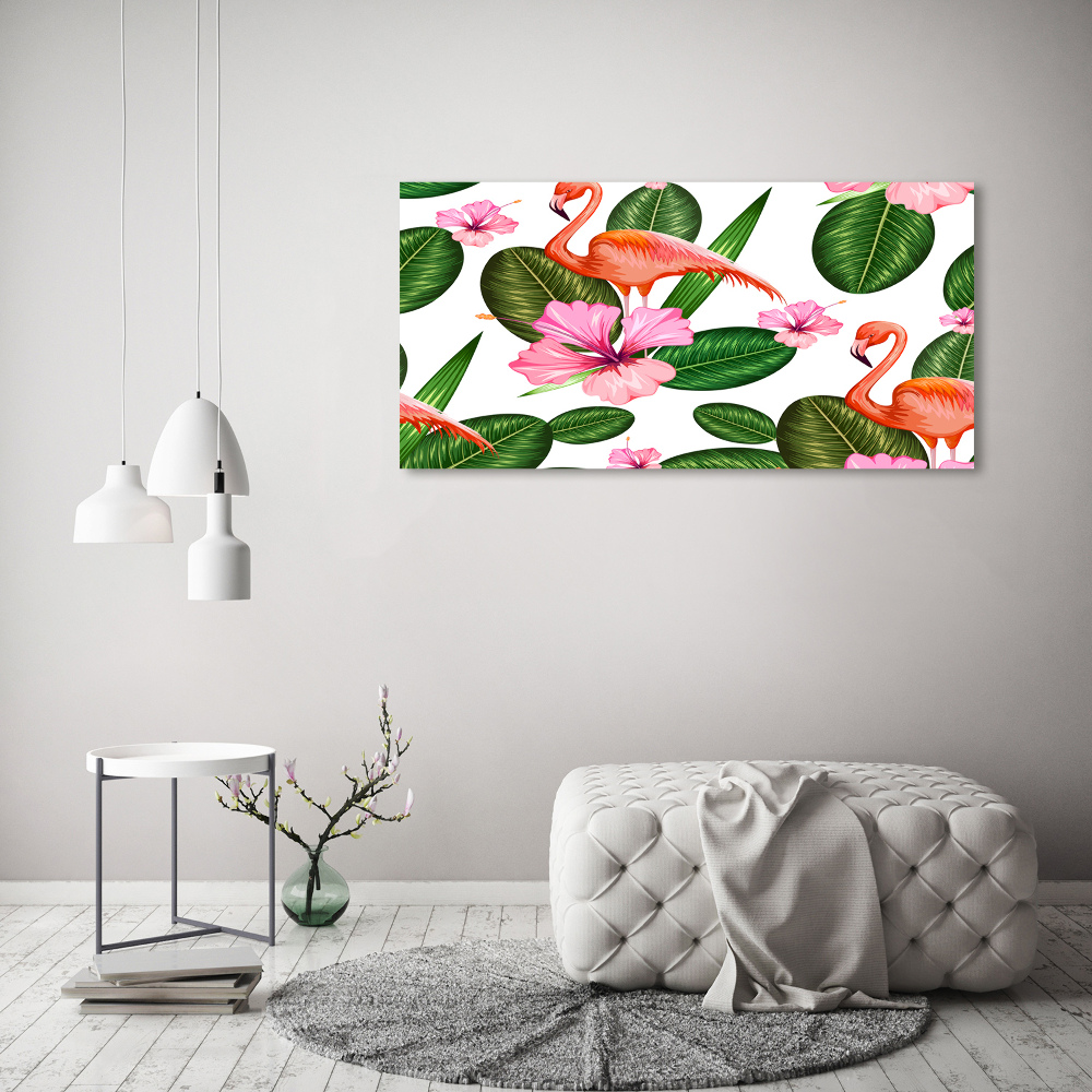 Foto obraz na płótnie Flamingi i rośliny