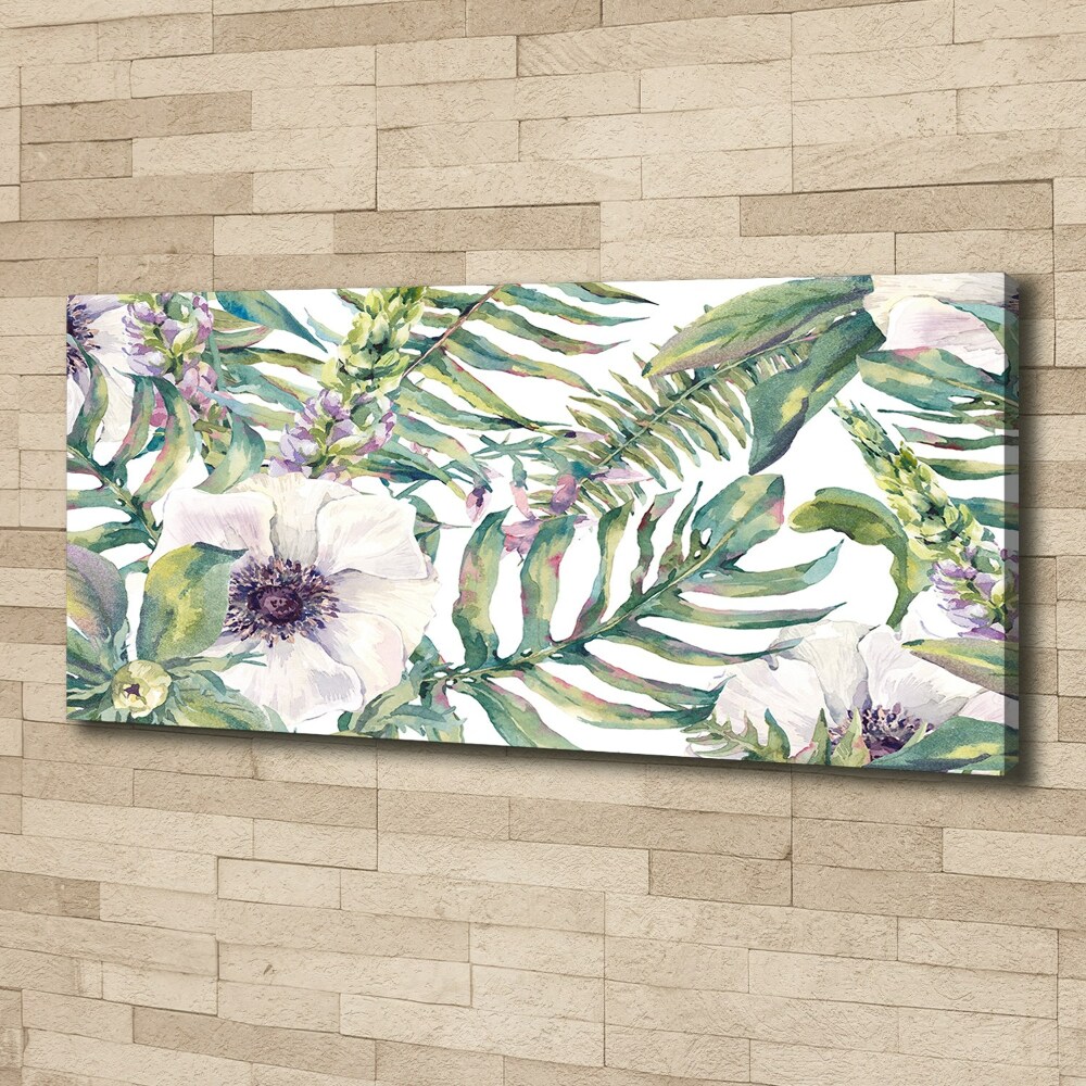Foto obraz na płótnie Paprocie i kwiaty