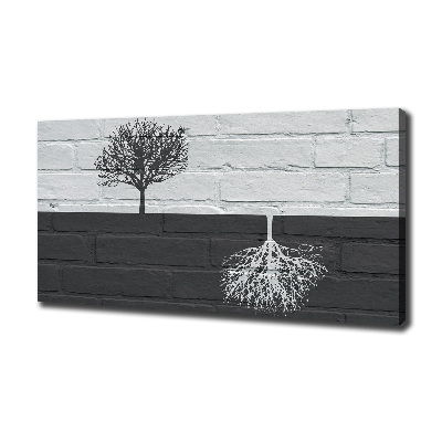 Foto obraz na płótnie Drzewa na murze