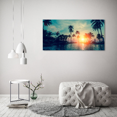 Foto obraz na płótnie Zachód słońca palmy