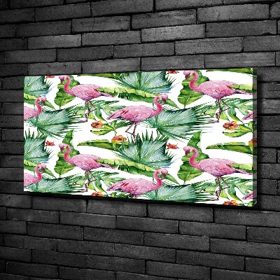 Foto obraz na płótnie Flamingi rośliny