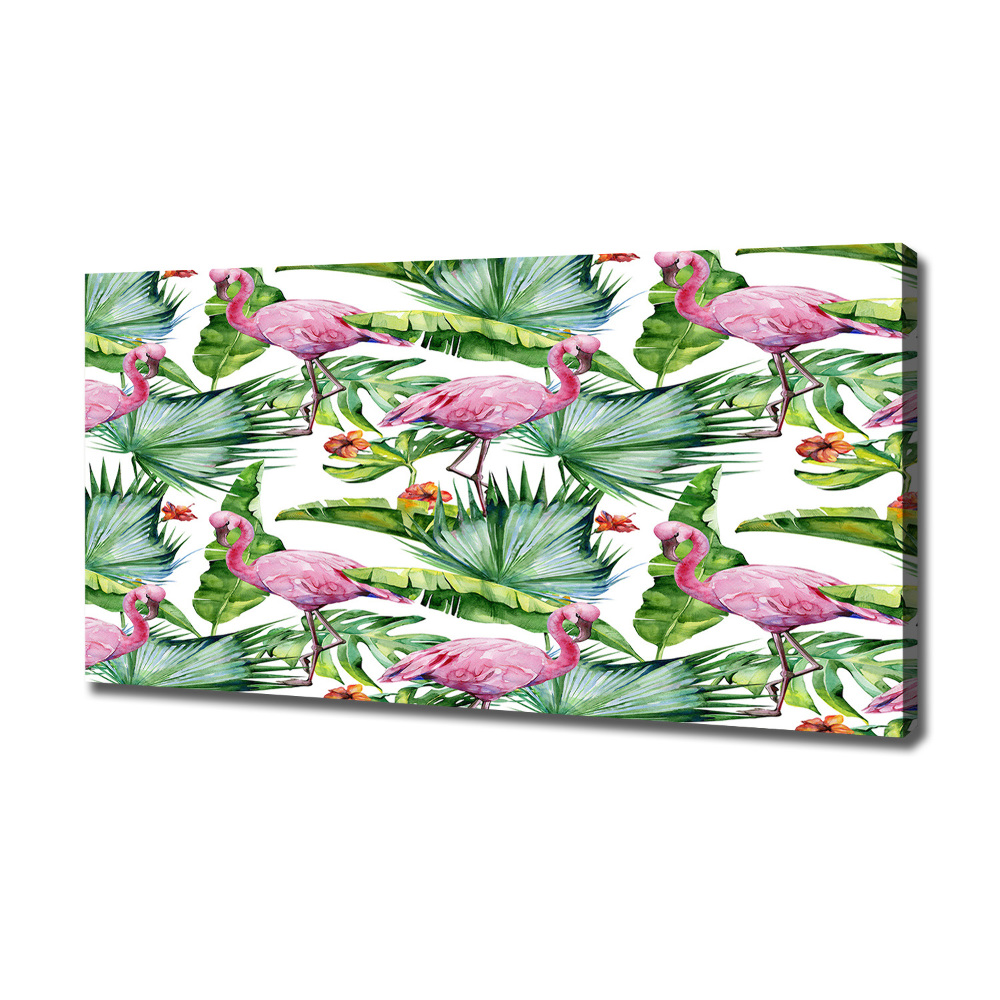 Foto obraz na płótnie Flamingi rośliny