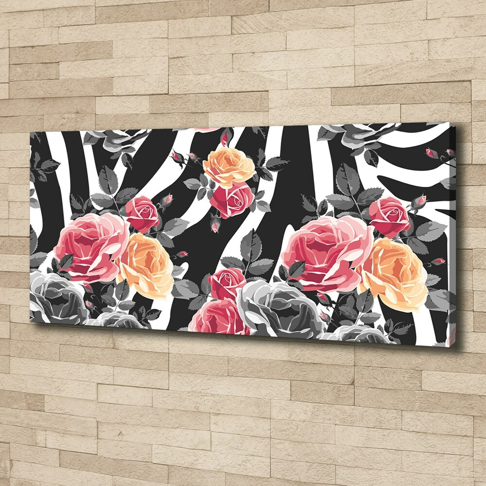 Foto obraz na płótnie Róże w tle zebra