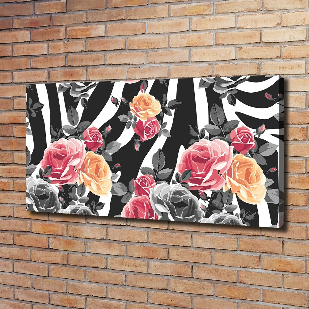 Foto obraz na płótnie Róże w tle zebra