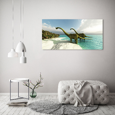 Foto obraz na płótnie Dinozaury na plaży