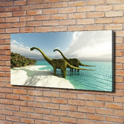 Foto obraz na płótnie Dinozaury na plaży