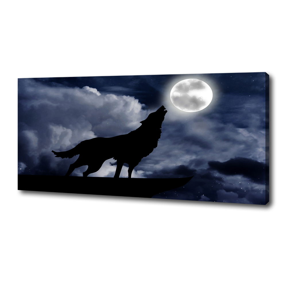 Foto obraz na płótnie Wyjący wilk pełnia