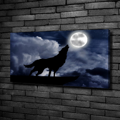 Foto obraz na płótnie Wyjący wilk pełnia