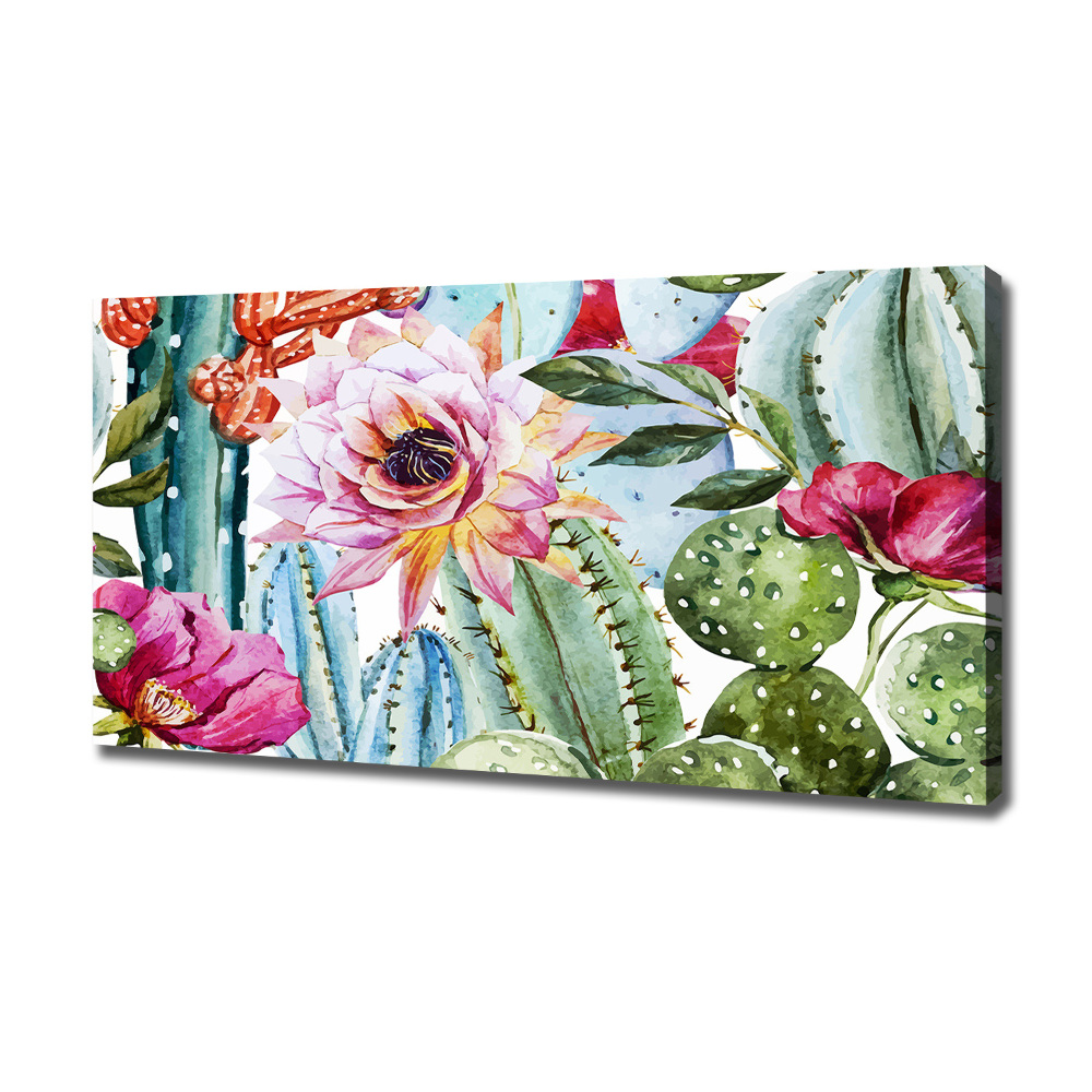 Foto obraz na płótnie Kaktusy i kwiaty