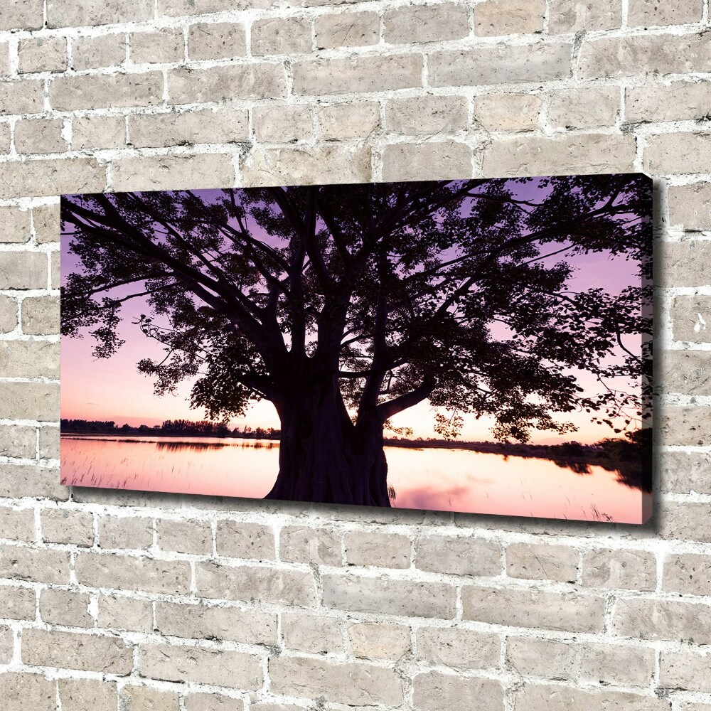 Foto obraz na płótnie Drzewo i jezioro