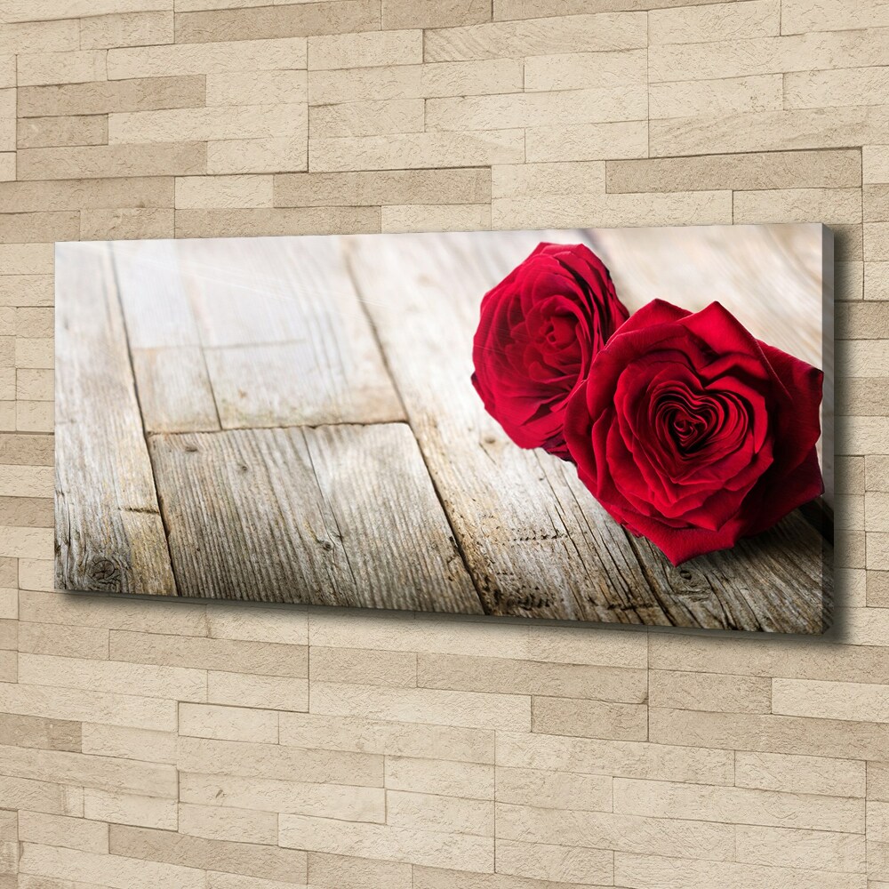 Foto obraz na płótnie Róże na drewnie