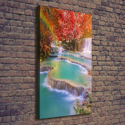 Foto obraz na płótnie pionowy Wodospad jesienią