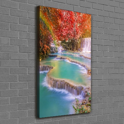Foto obraz na płótnie pionowy Wodospad jesienią