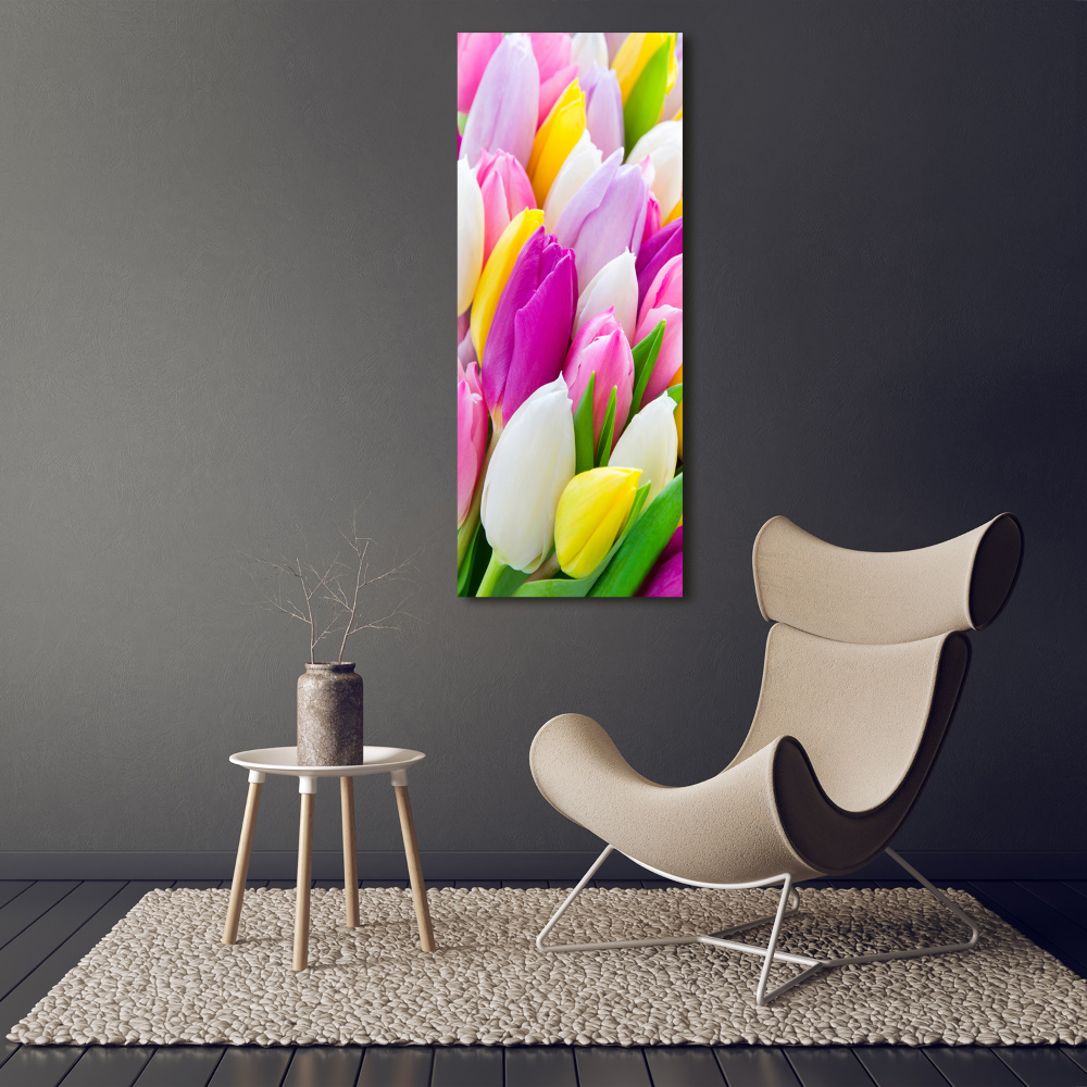 Foto obraz na płótnie pionowy Kolorowe tulipany