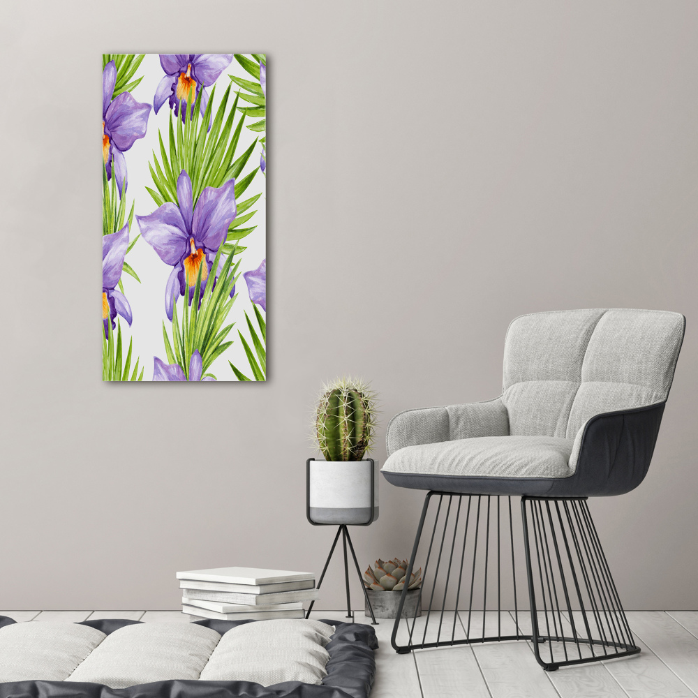 Foto obraz na płótnie pionowy Orchidea i palmy