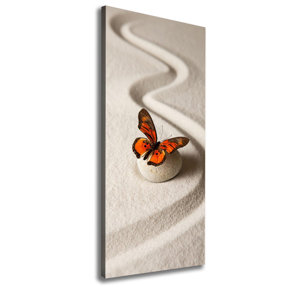 Foto obraz na płótnie pionowy Kamień zen i motyl