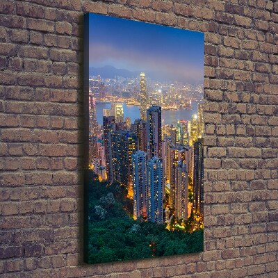 Foto obraz na płótnie pionowy Hongkong nocą