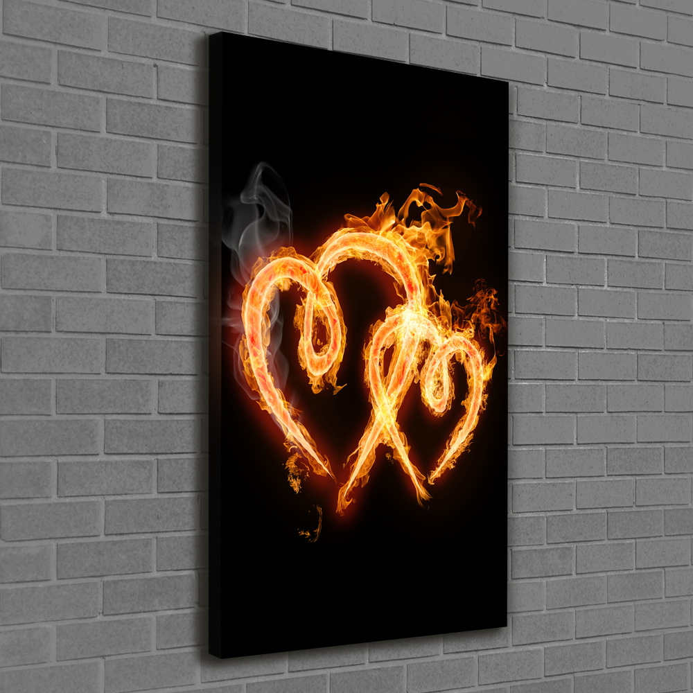 Foto obraz na płótnie pionowy Płonące serca