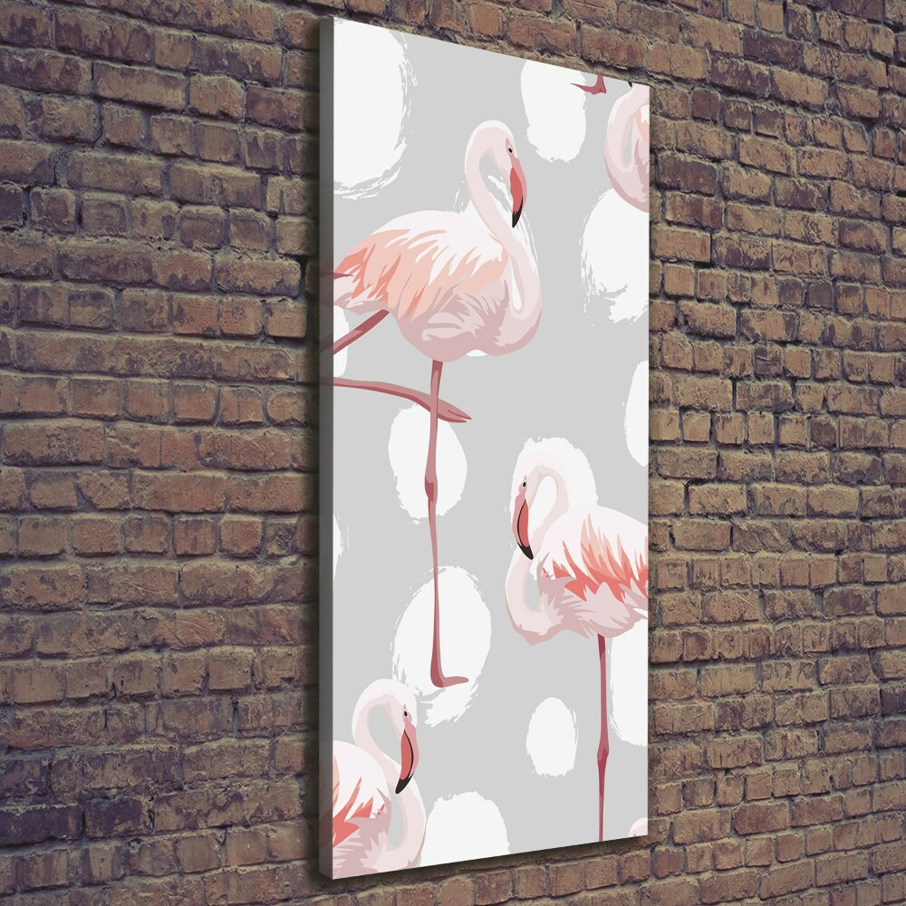 Foto obraz na płótnie pionowy Flamingi i kropki