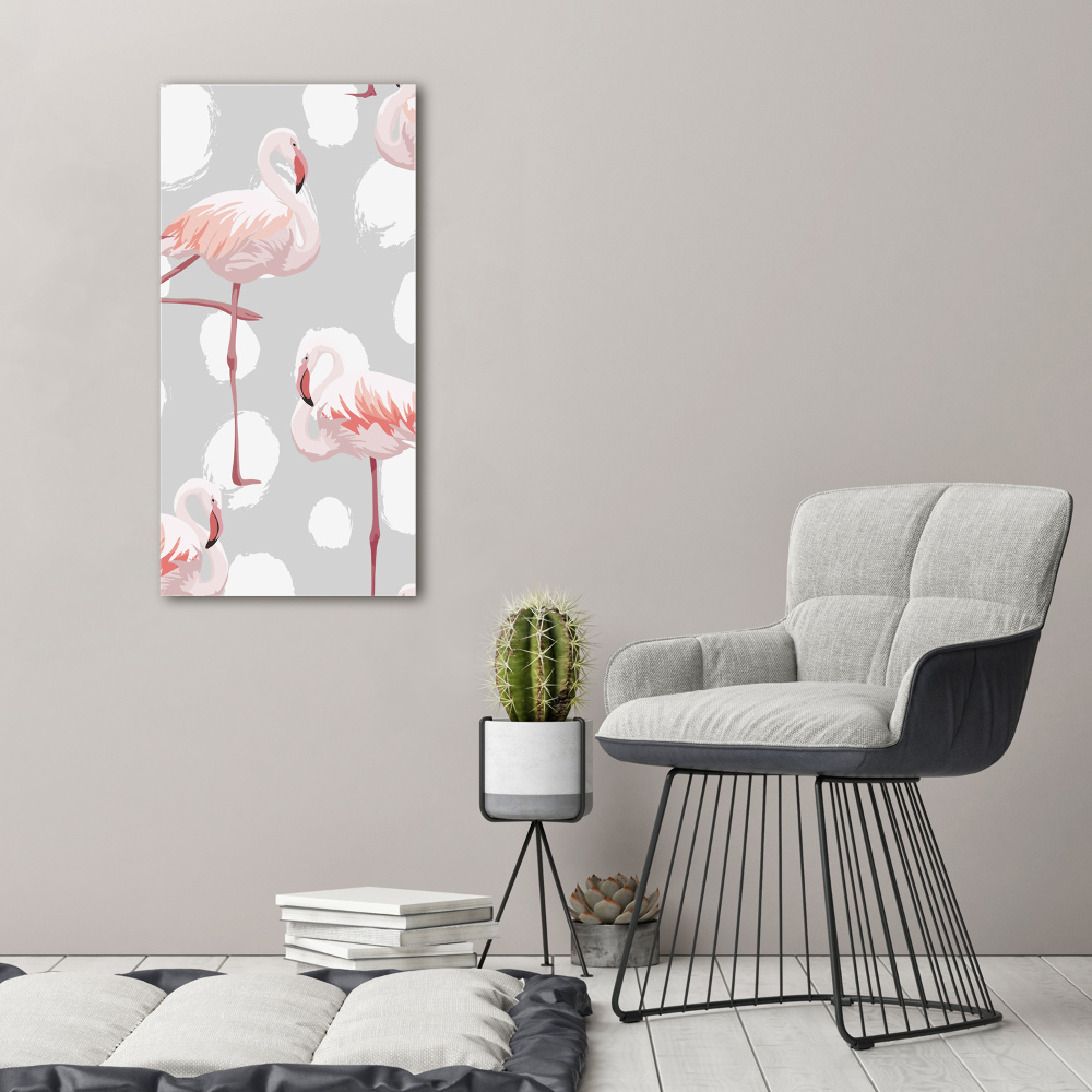 Foto obraz na płótnie pionowy Flamingi i kropki