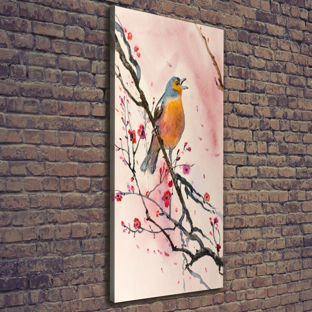 Foto obraz na płótnie pionowy Ptak na gałęzi