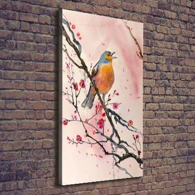 Foto obraz na płótnie pionowy Ptak na gałęzi
