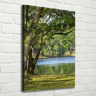 Foto obraz na płótnie pionowy Jezioro w parku