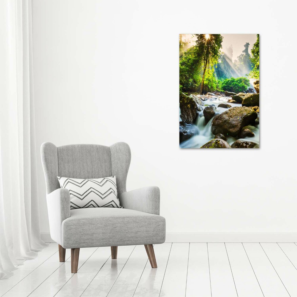 Foto obraz na płótnie pionowy Wodospad w lesie
