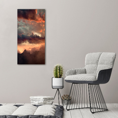 Foto obraz na płótnie pionowy Zachód słońca góry