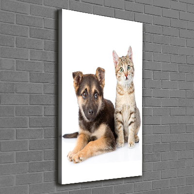 Foto obraz na płótnie do salonu pionowy Pies i kot