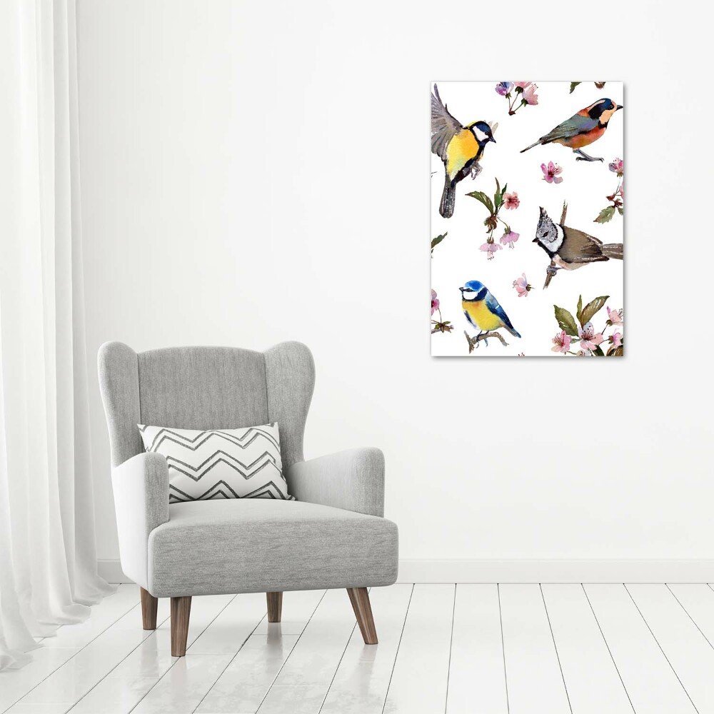 Fotoobraz zdjęcie na płótnie pionowy Ptaki i kwiaty