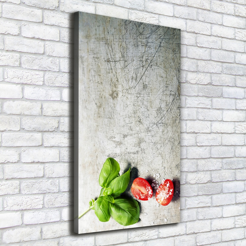 Foto obraz na płótnie pionowy Pomidory i bazylia