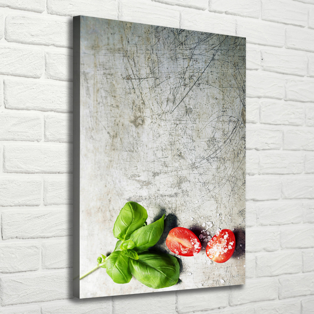 Foto obraz na płótnie pionowy Pomidory i bazylia