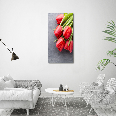 Foto obraz na płótnie pionowy Czerwone tulipany