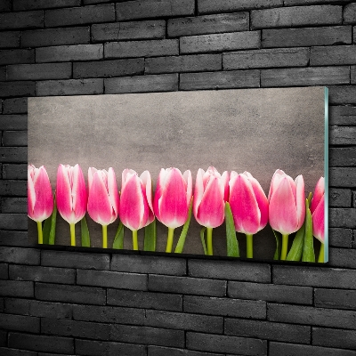 Fotoobraz na ścianę szklany Różowe tulipany