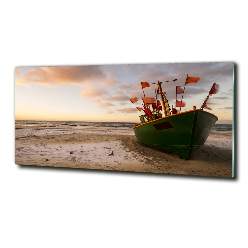 Foto obraz szklany Kuter rybacki plaża