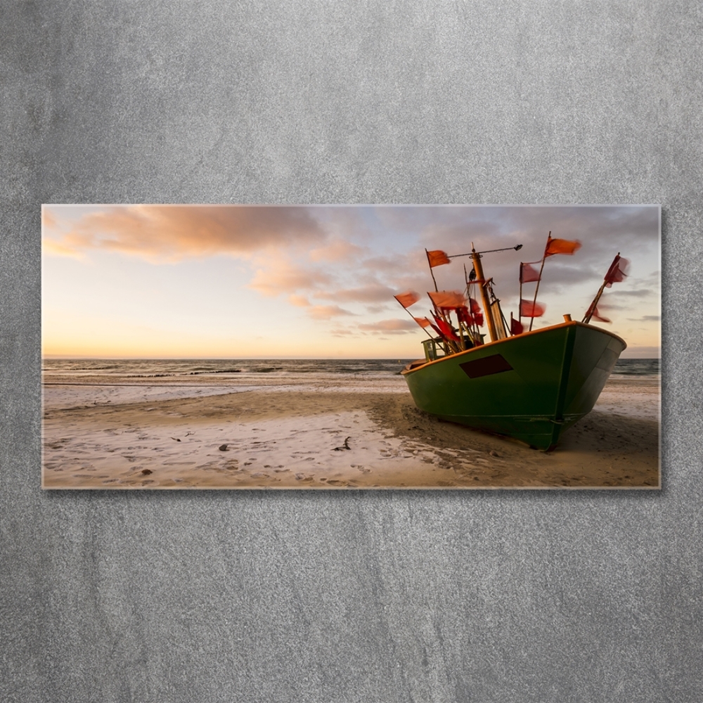 Foto obraz szklany Kuter rybacki plaża