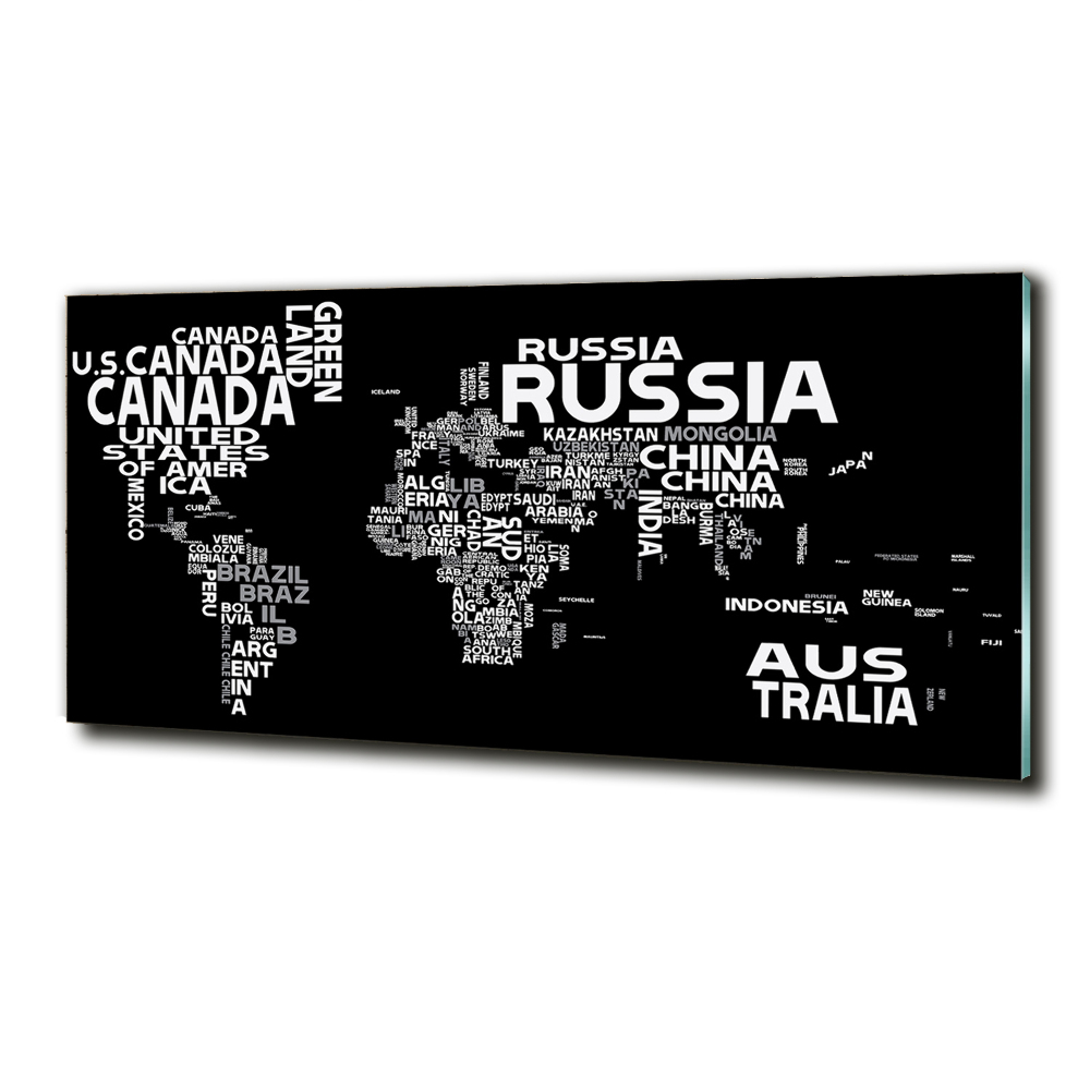 Foto obraz szklany Mapa świata napisy