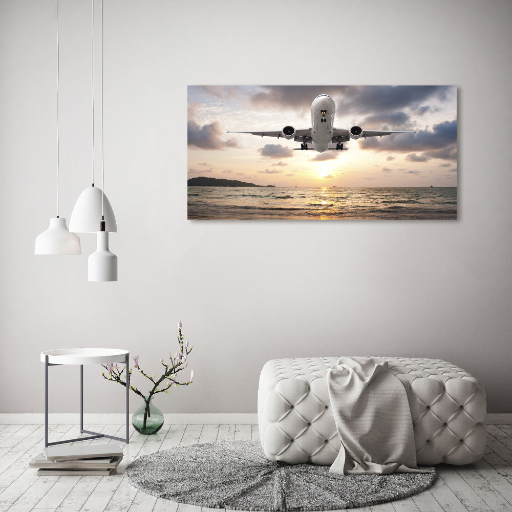 Foto obraz szklany Samolot nad morzem