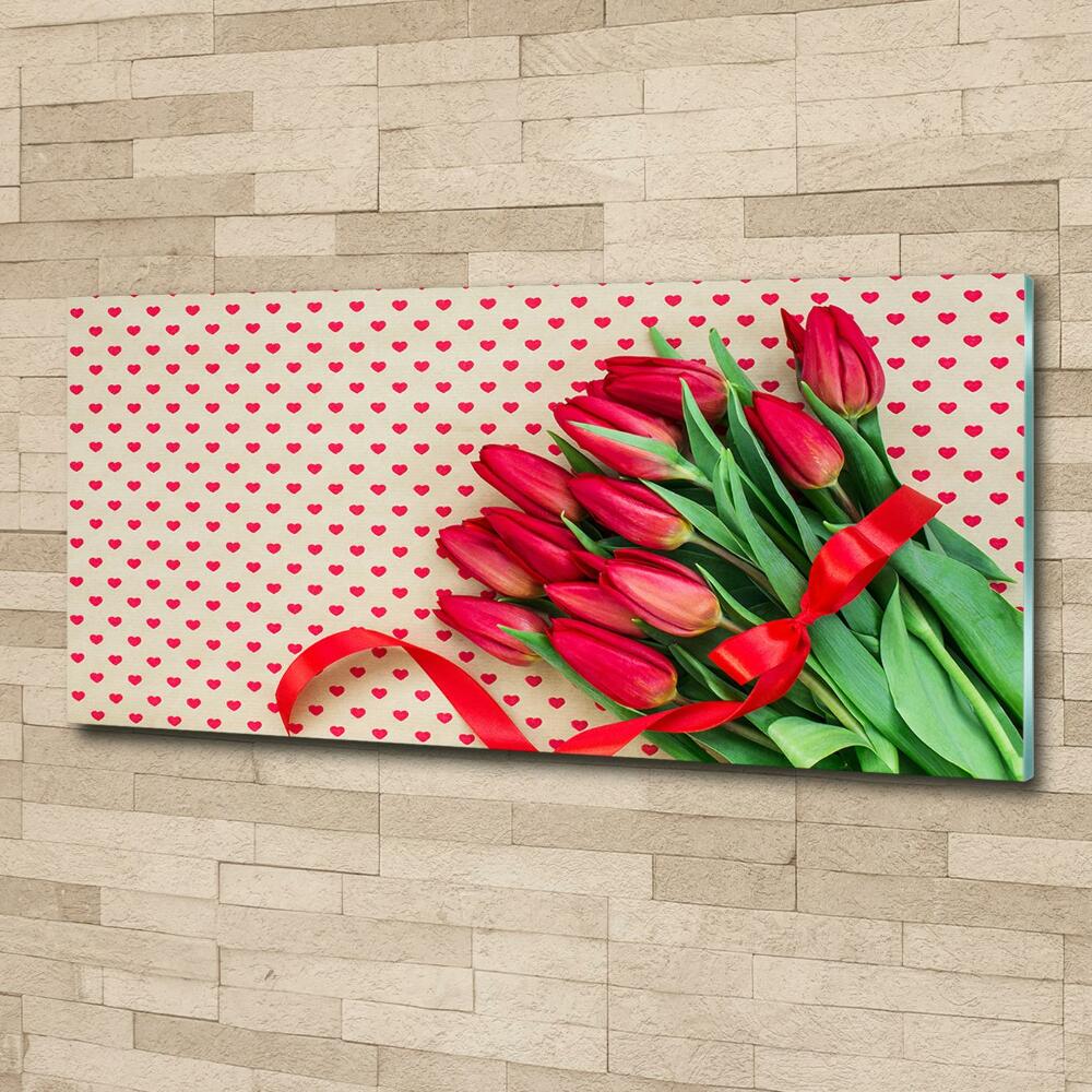Foto obraz szklany Tulipany serduszka