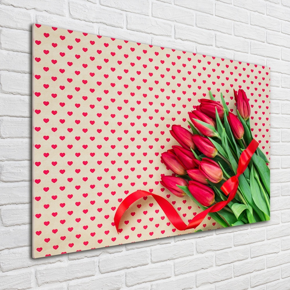 Foto obraz szklany Tulipany serduszka